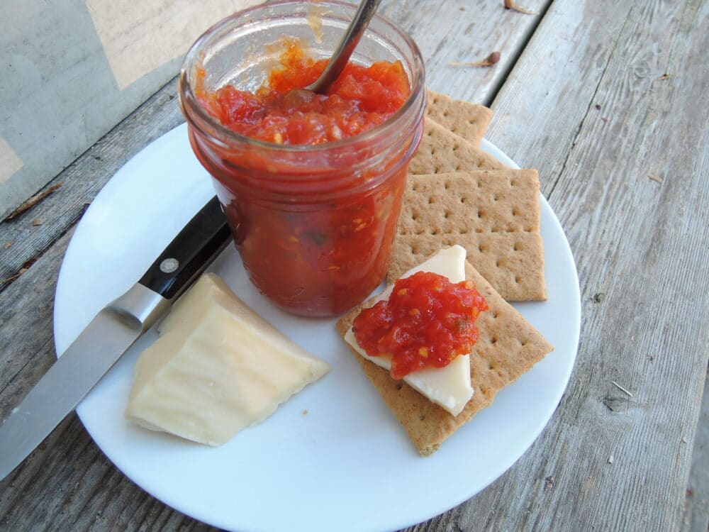 Honeyed TomatoJalapeno Jam Pomona's Universal Pectin Sugar Free No