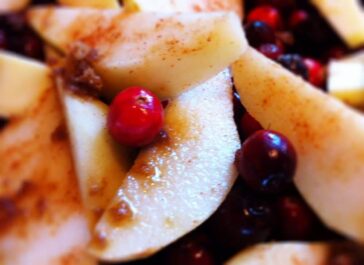 Pear Halves with Cranberries