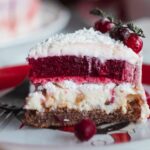 cranberry jelly layered on a cake