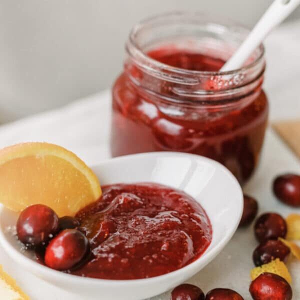 jar of cranberry orange marmalade